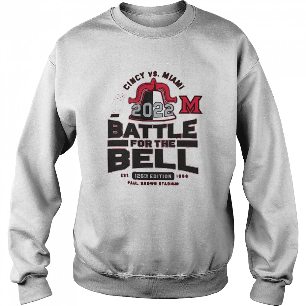 Cincinnati Bearcats vs Miami University RedHawks Champion 2022 Battle For The Victory Bell T-Shirt 7 Cincinnati Bearcats vs Miami University RedHawks Champion 2022 Battle For The Victory Bell T- Unisex Sweatshirt