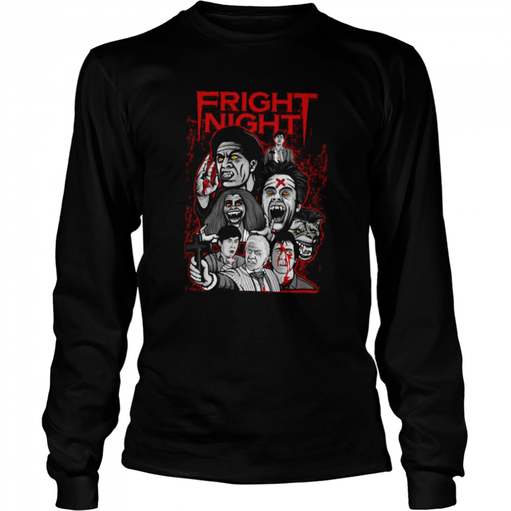 Fright Night Character Collage Halloween shirt Long Sleeved T-shirt