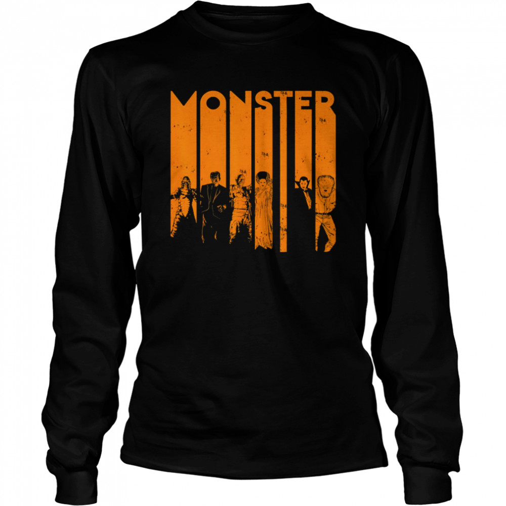 Halloween Creature Monster Letter Group Shot shirt Long Sleeved T-shirt
