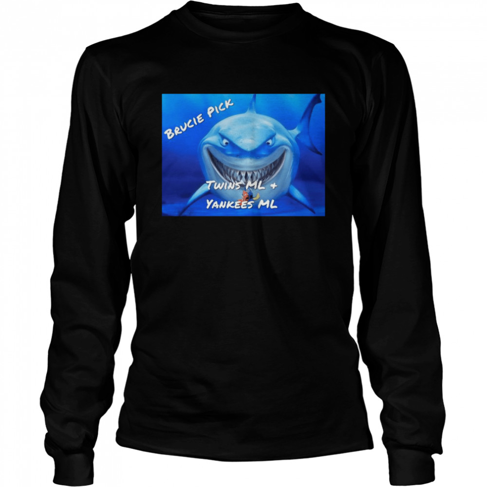 Shark Brucie Pick Twins ML Yankees ML shirt 2 Shark Brucie Pick Twins ML Yankees ML shirt Long Sleeved T-shirt