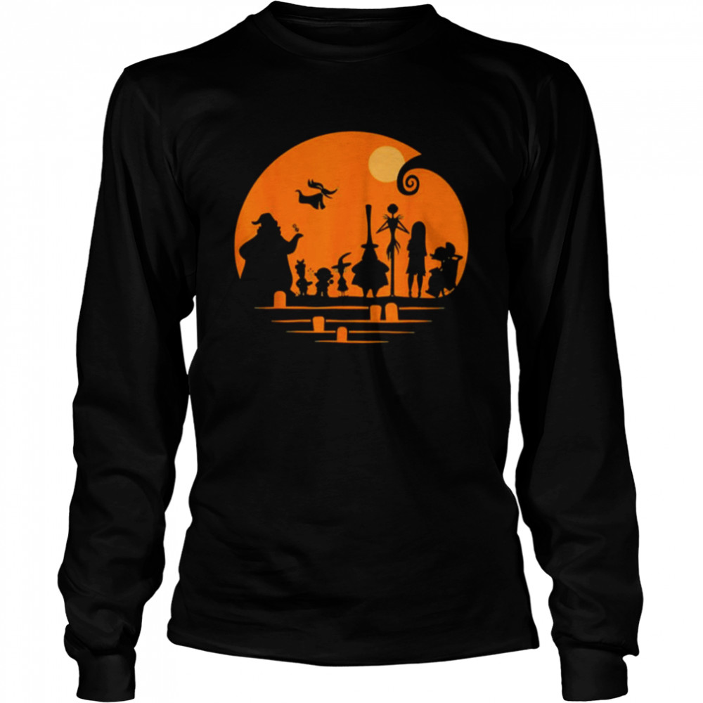 Silhouette Orange Design The Nightmare Before Christmas Halloween shirt Long Sleeved T-shirt