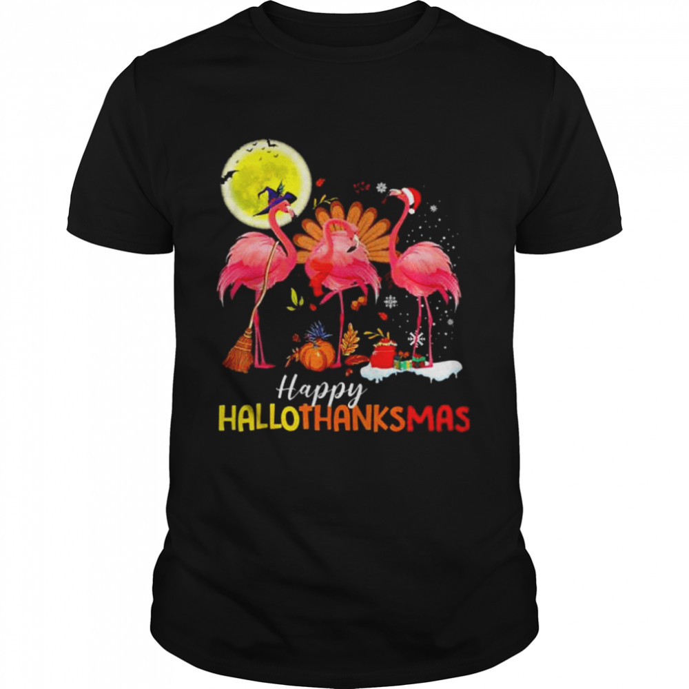 flamingo hallothanksmas happy halloween thanksgiving 2022 shirt