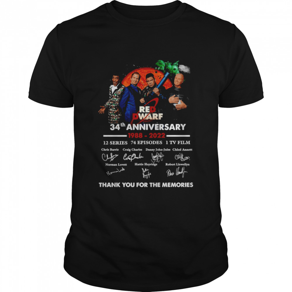 Red Dwarf 34th Anniversary Signature Cat Red Moon 2022 shirt