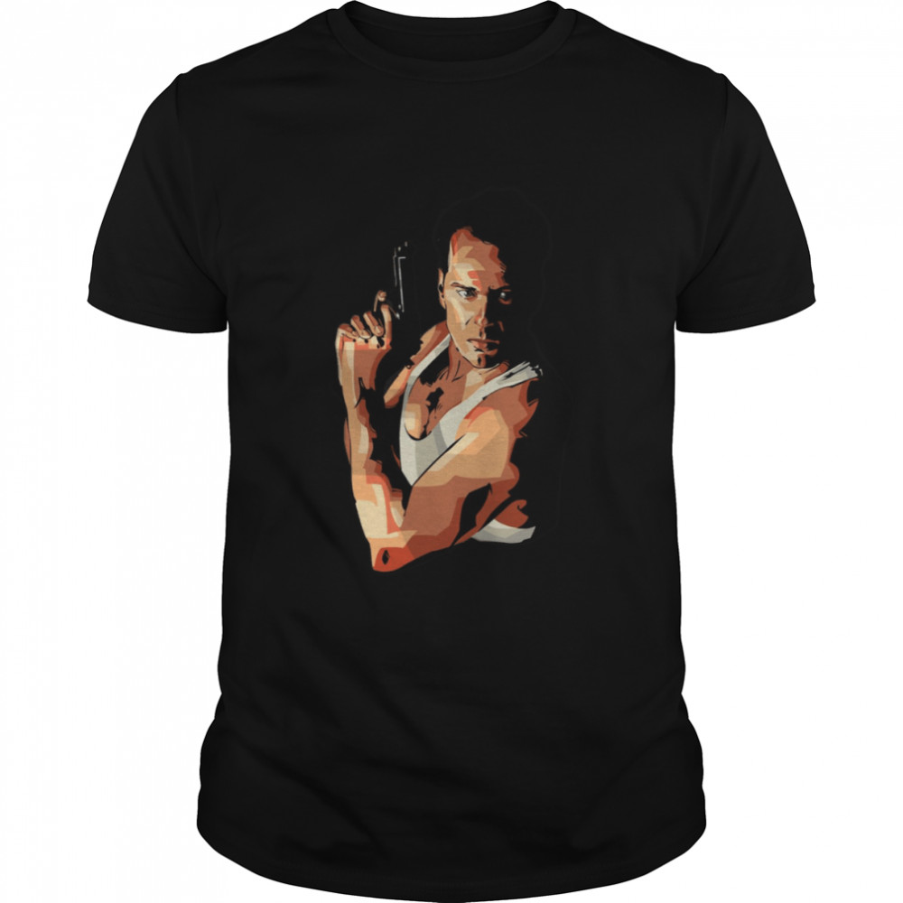 Actor Bruce Willis Die Hard With A Gun shirt Classic Men's T-shirt