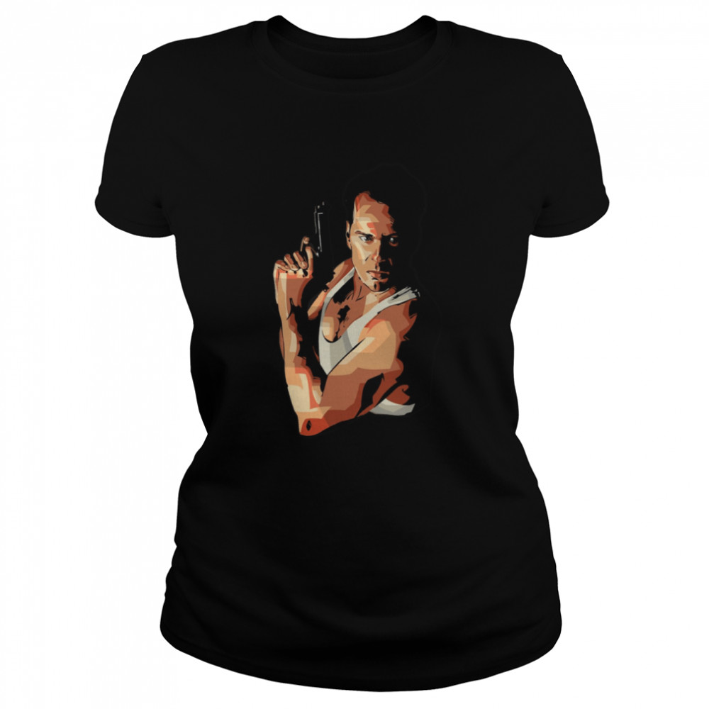 Actor Bruce Willis Die Hard With A Gun shirt Classic Women's T-shirt