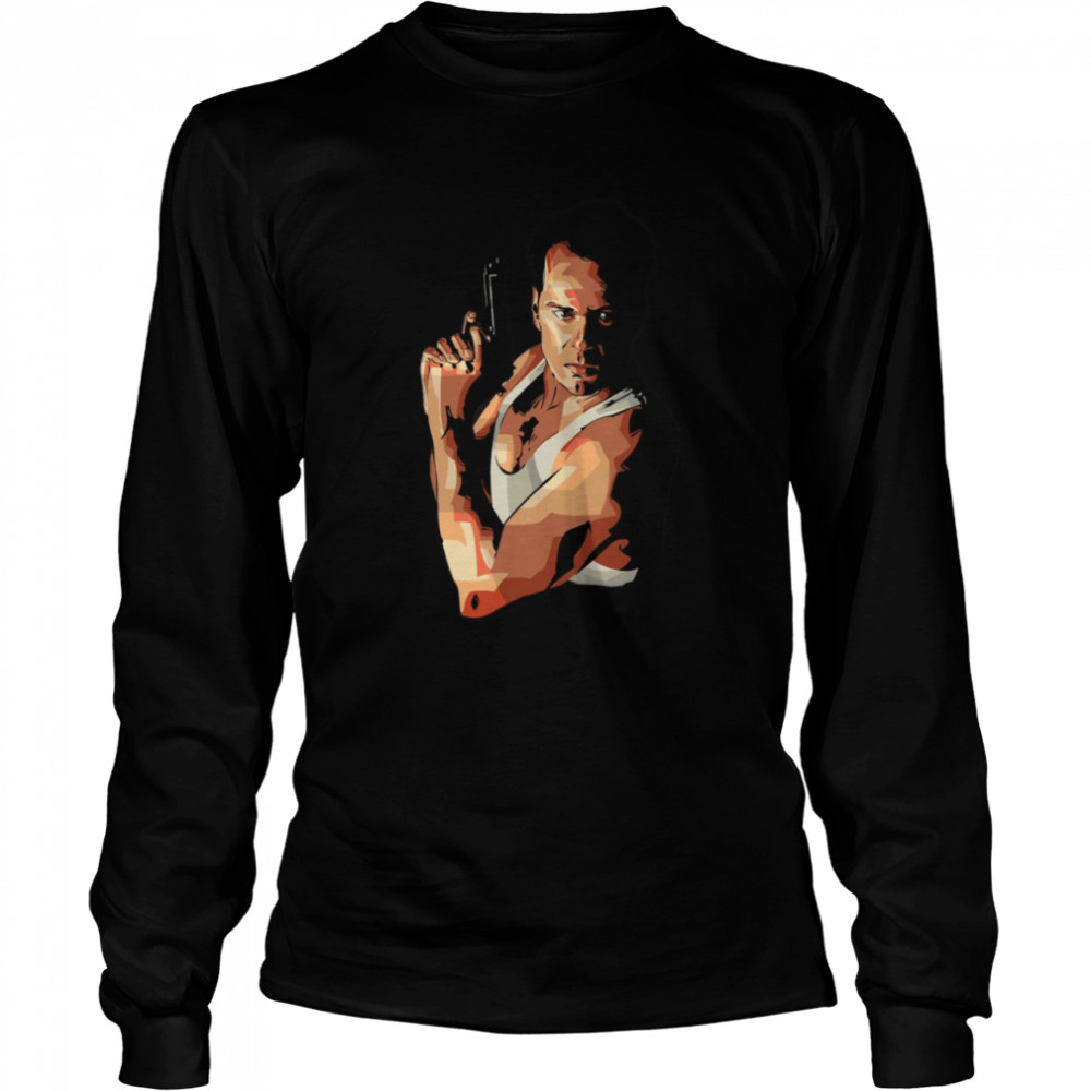 Actor Bruce Willis Die Hard With A Gun shirt Long Sleeved T-shirt