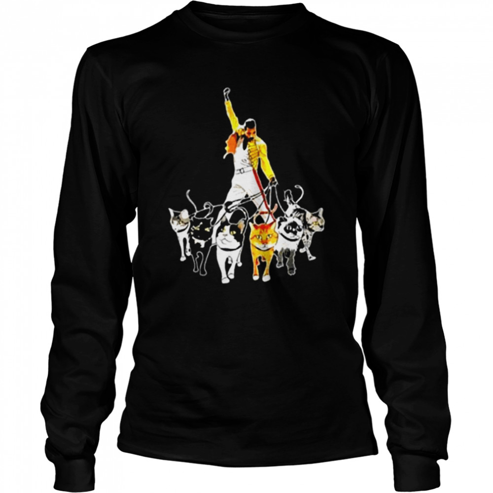 Freddie Mercury And His Cats Retro Big shirt Long Sleeved T-shirt