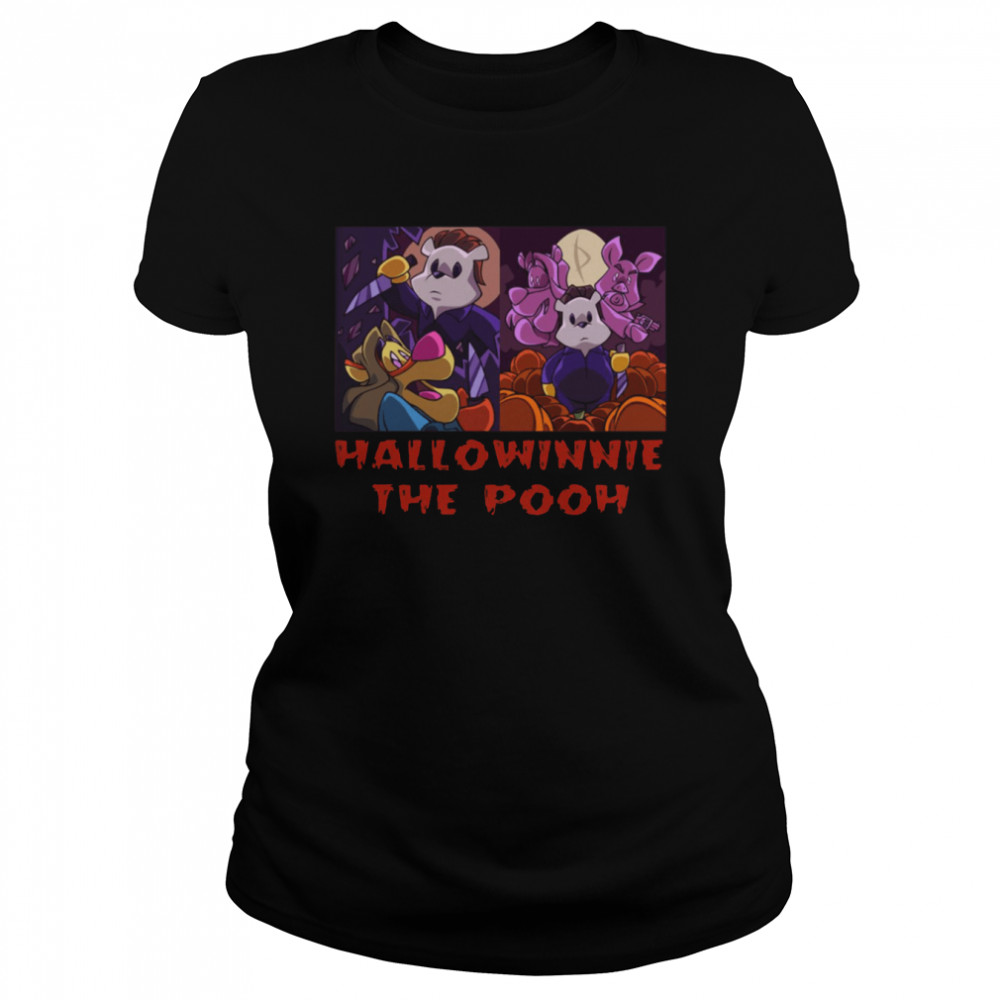 hallowinnie the pooh michael myers winnie the pooh halloween shirt classic womens t shirt
