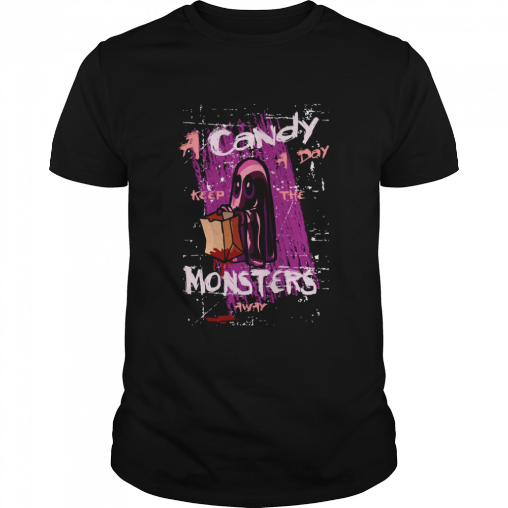 A Candy A Day Keep The Monsters Away Candy Monster Halloween Boo shirt Classic Men's T-shirt