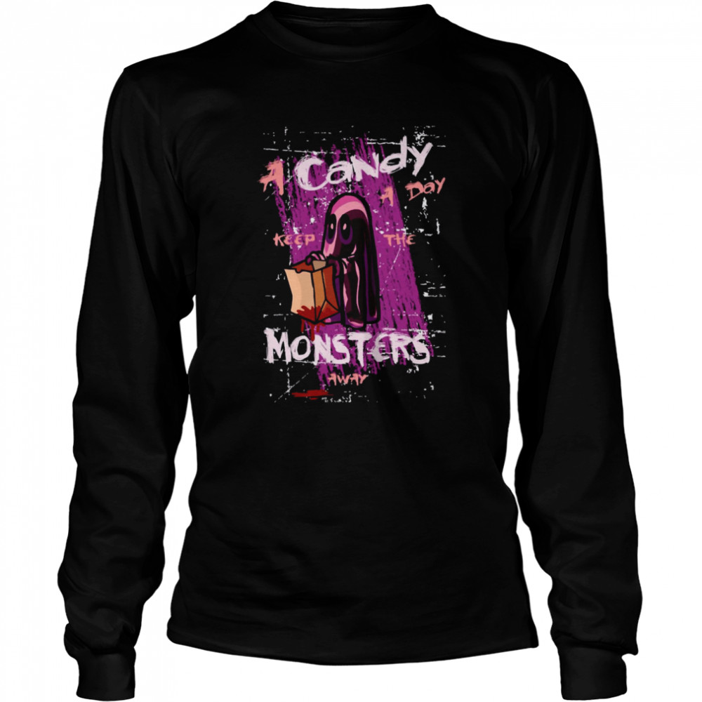 A Candy A Day Keep The Monsters Away Candy Monster Halloween Boo shirt Long Sleeved T-shirt