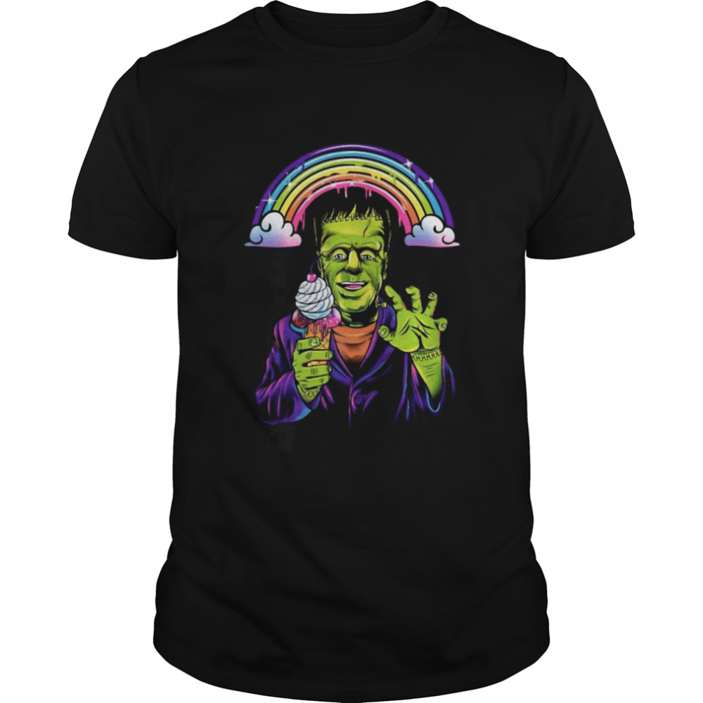 Frankenstein Eating Ice-Cream Rainbow Halloween Monster Dragon 2022 Shirt