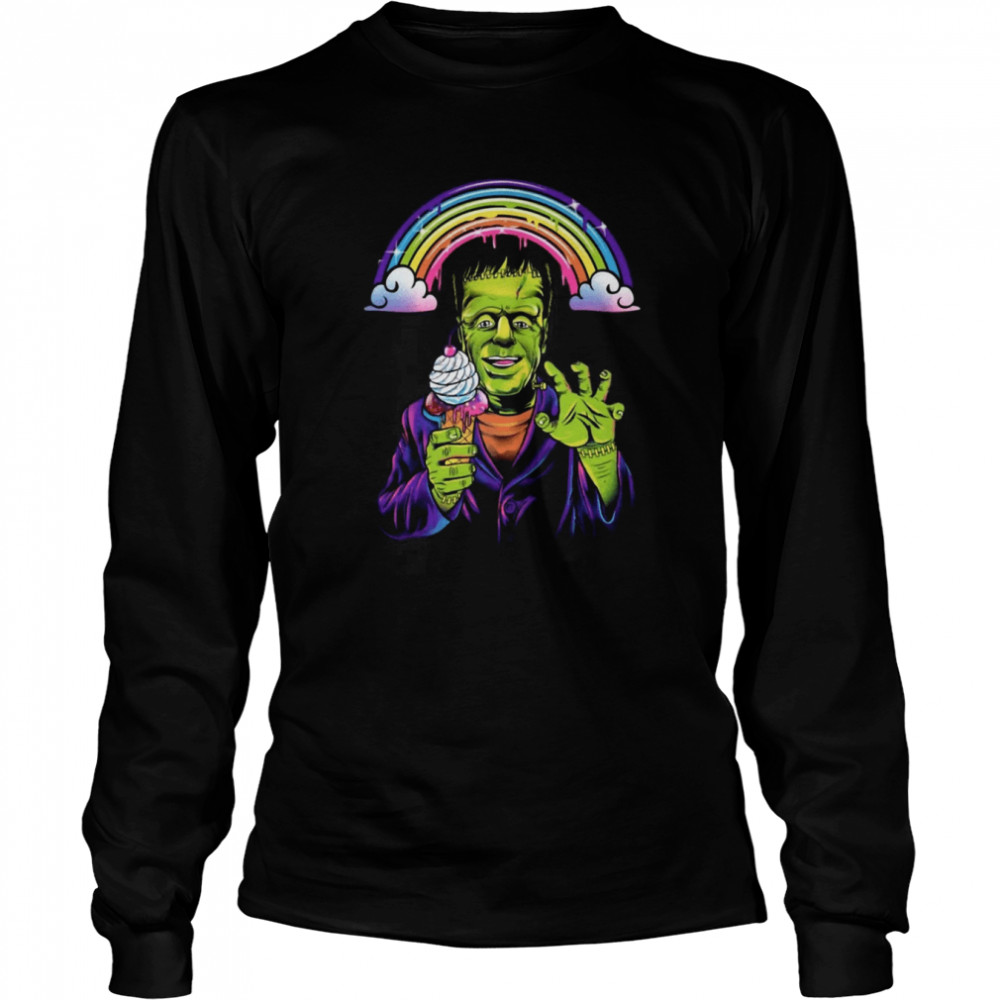 Frankenstein Eating Ice-cream Rainbow Halloween Monster Dragon 2022 shirt Long Sleeved T-shirt