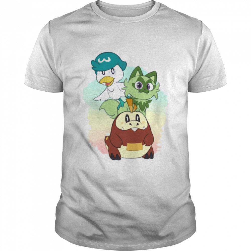 Gen9 Pokemon Charaters Quaxly Sprigatito Fuecoco shirt