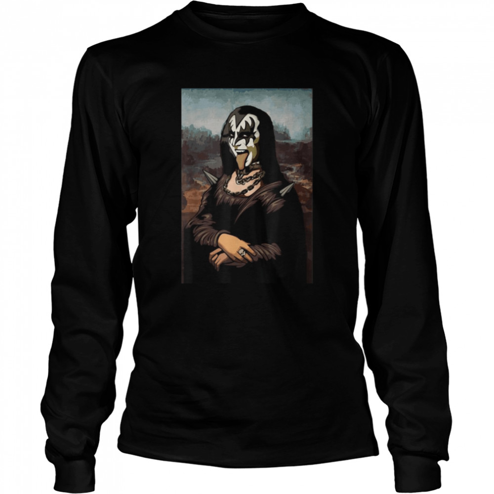 Rock N Roll Band Kiss Halloween Mona Lisa Painting shirt Long Sleeved T-shirt