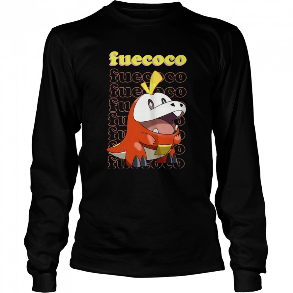 Typography Fuecoco Pokemon shirt Long Sleeved T-shirt