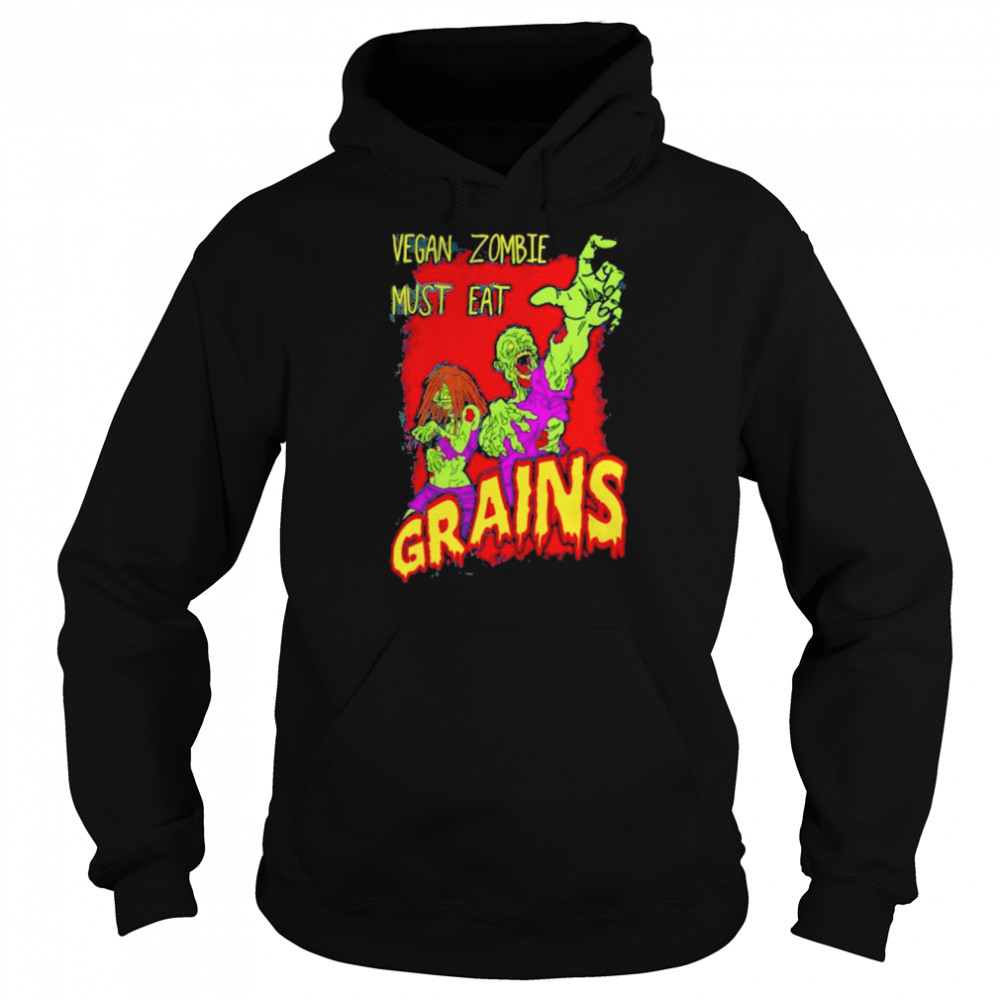 Awesome black Vegan Zombie Must Eat Grains Shirt 15