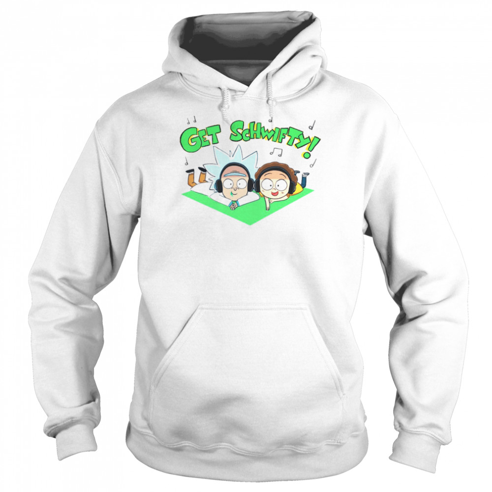 Cute Chibi Rick And Morty Listing To Music Get Schwifty shirt Unisex Hoodie