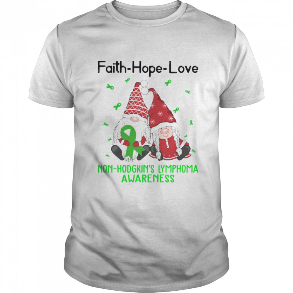 Faith Hope Love Non Hodgkin’s Lymphoma Awareness Christmas Gnomes shirt Classic Men's T-shirt