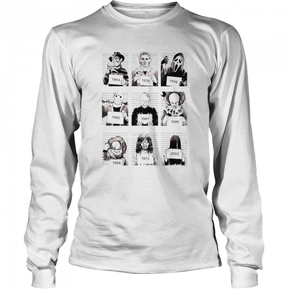 Horror movie mugshot shirt 6 Horror movie mugshot shirt Long Sleeved T-shirt