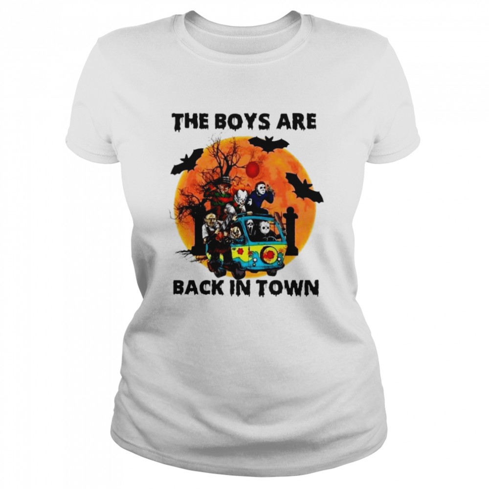 horror movie the boys are back in town halloween shirt classic womens t shirt