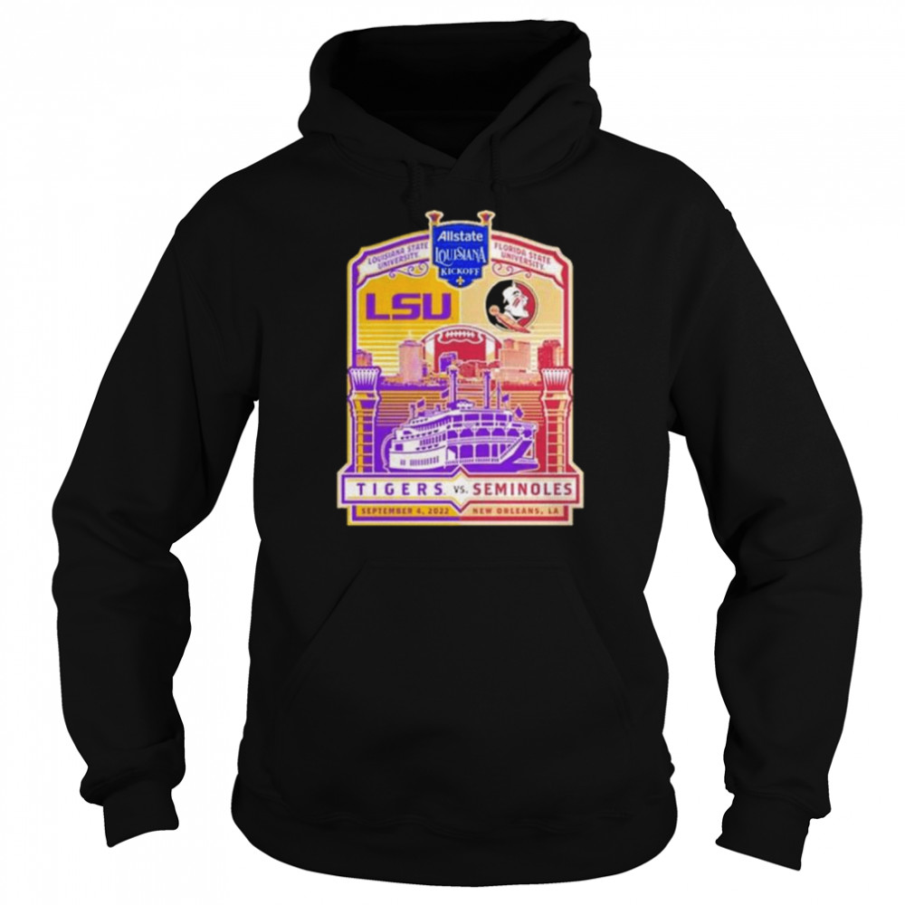 Lsu tigers vs florida seminoles allstate louisiana kickoff new orleans 2022 shirt 8 Lsu tigers vs florida seminoles allstate louisiana kickoff new orleans 2022 shirt Unisex Hoodie