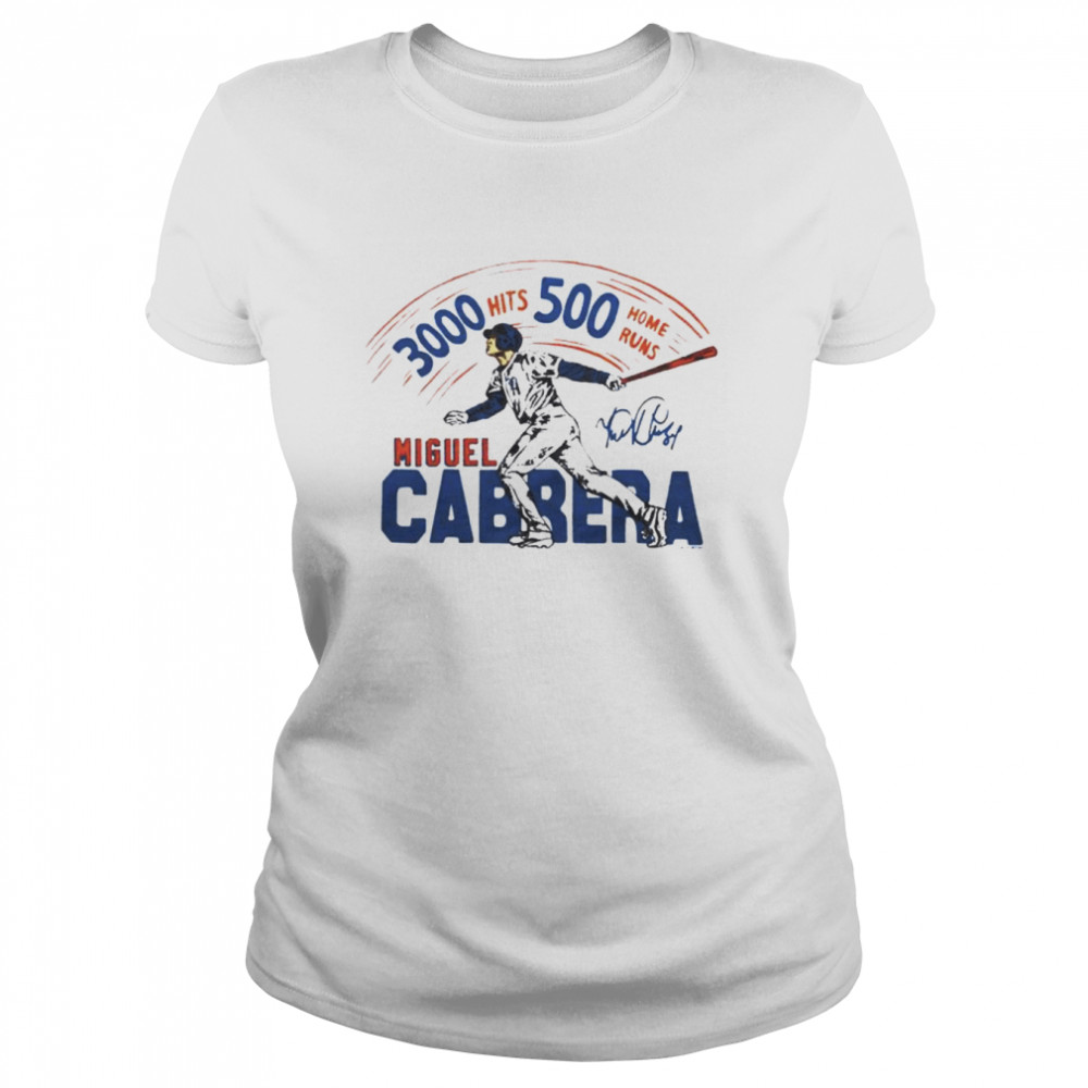 Tigers Miguel Cabrera Milestones 3000 hits 500 home runs shirt Classic Women's T-shirt