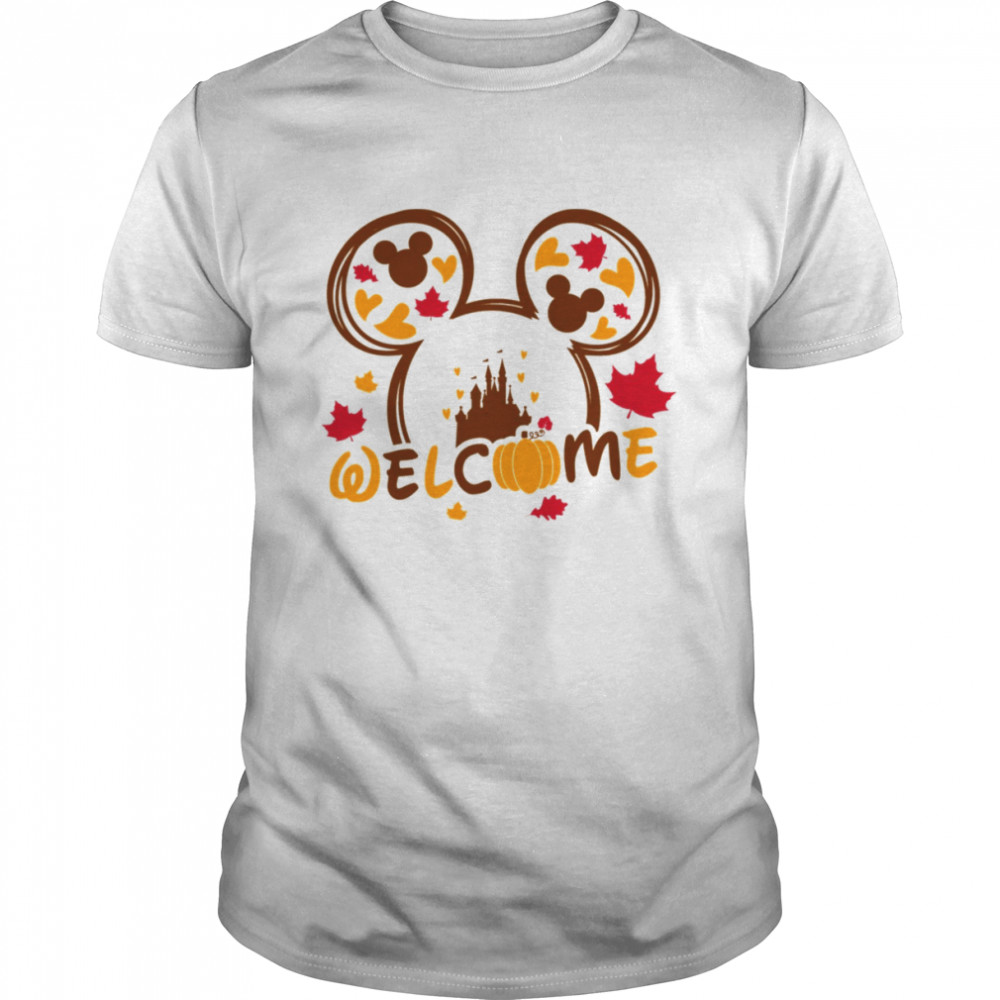 Disney Thanksgiving Mouse Head Welcome Fall  s Classic Men's T-shirt