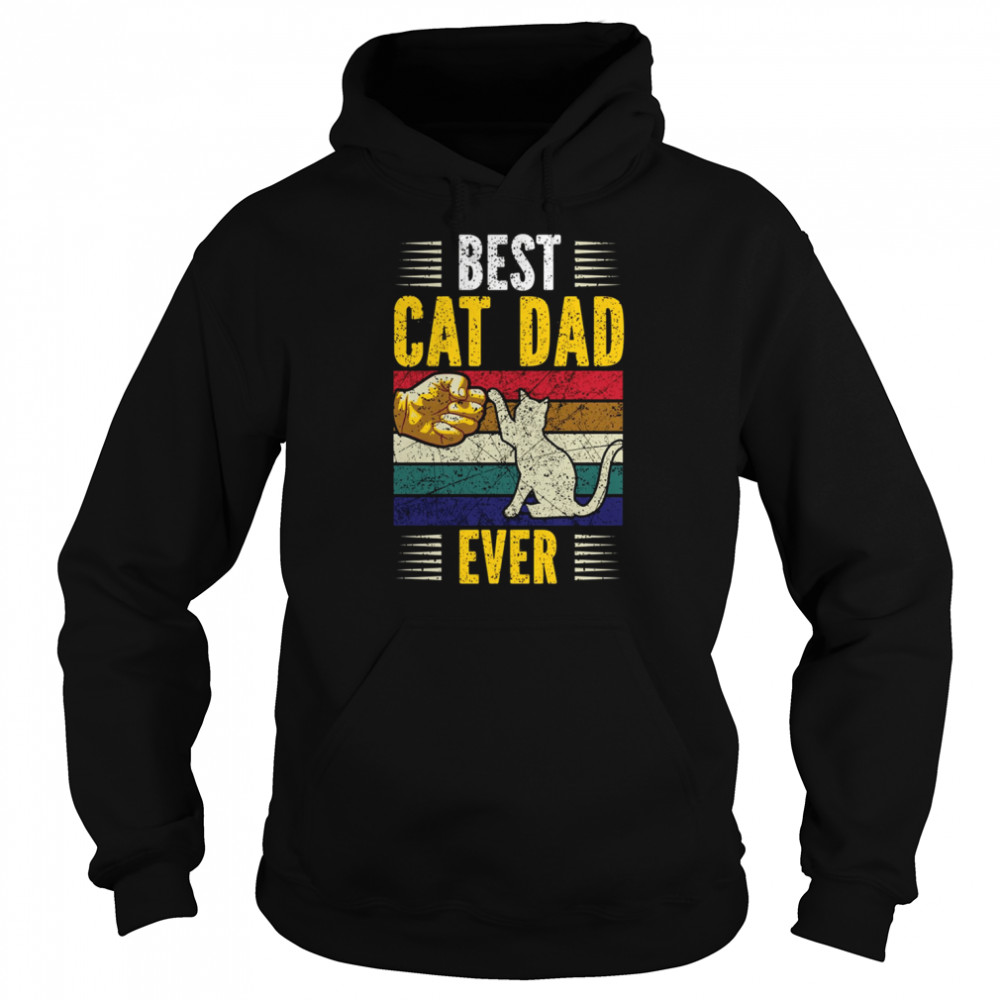Vintage Best Cat Dad Ever Gold Personalized Cat Dad Unisex Hoodie