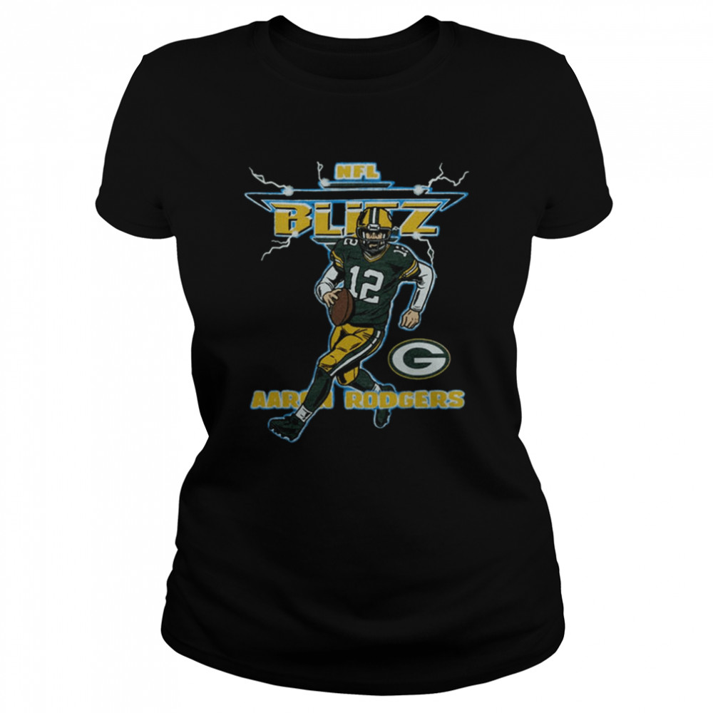Aaron Rodgers NFL Blitz Green Bay Packers lighting Retro T- Classic Women's T-shirt