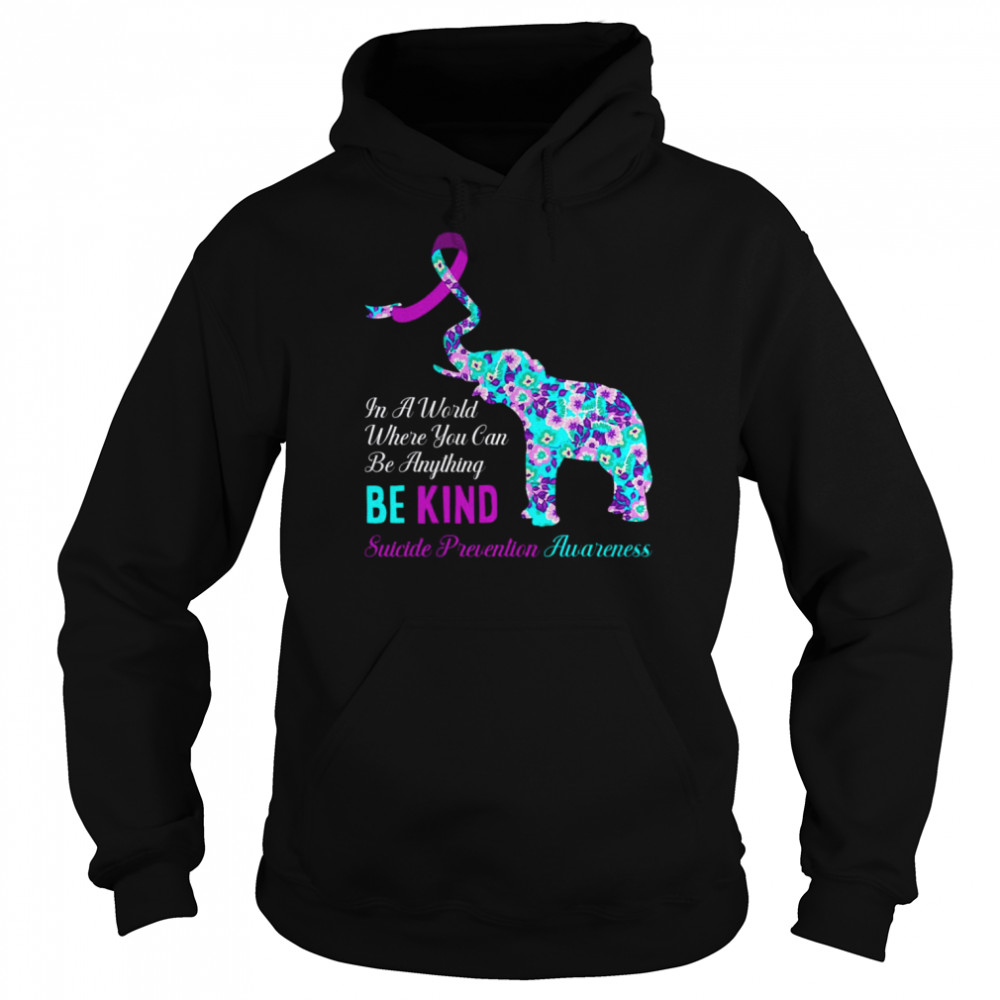 in a world be kind support suicide prevention awareness shirt unisex hoodie