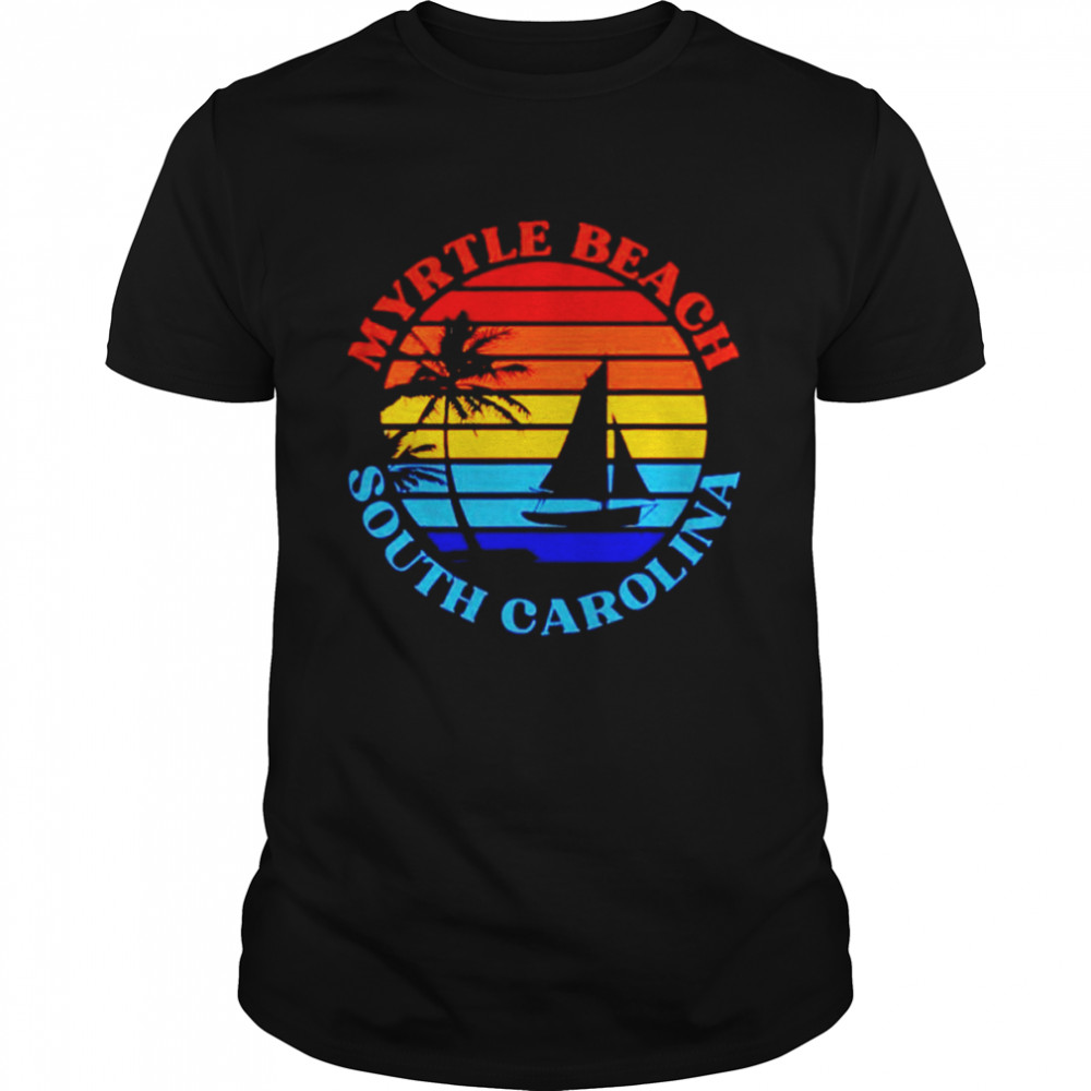 Myrtle beach south carolina summer vacation retro sunset shirt Classic Men's T-shirt