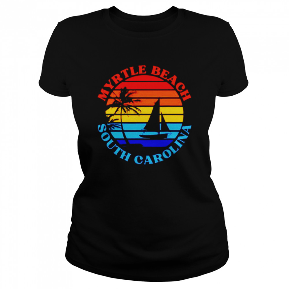 Myrtle beach south carolina summer vacation retro sunset shirt Classic Women's T-shirt