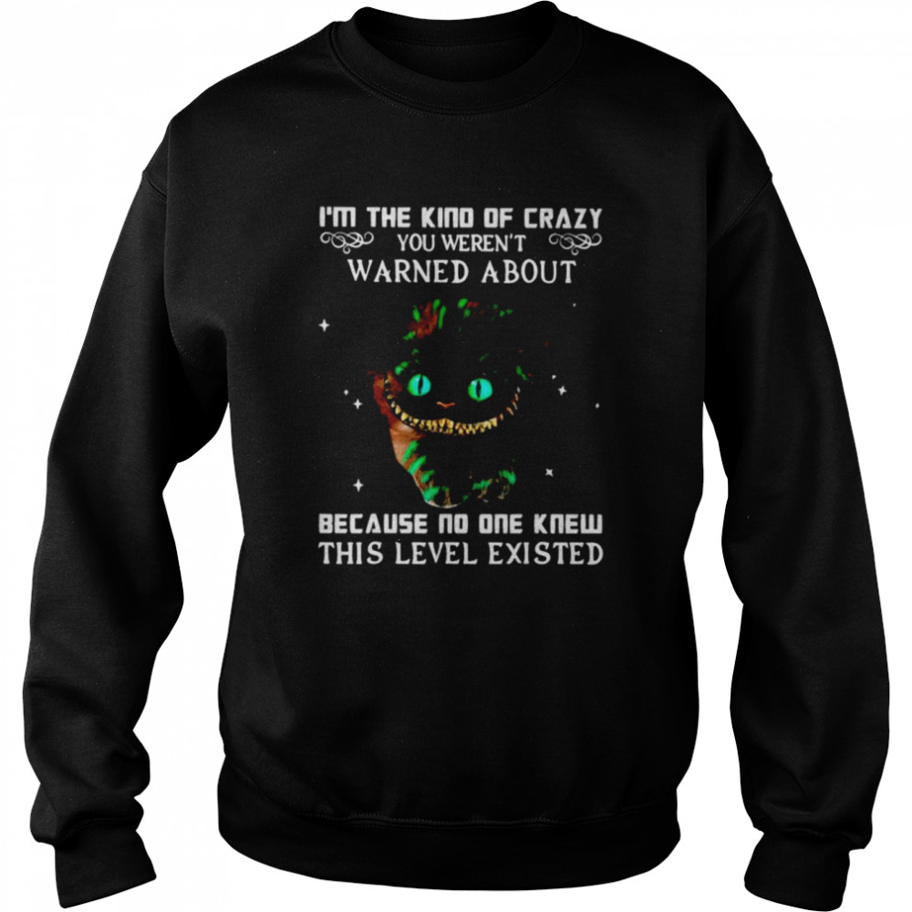 im the kind of crazy you werent warned about because no one knew this level existed shirt unisex sweatshirt