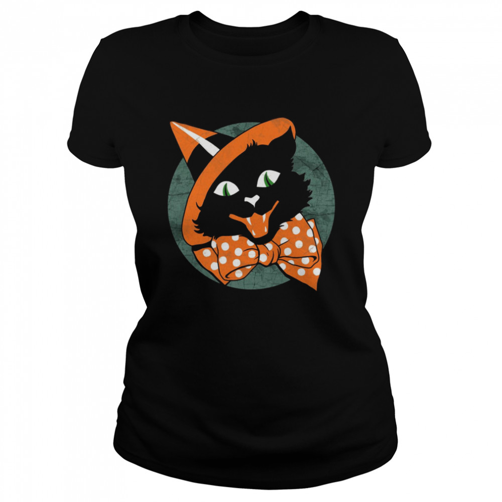 Vintage Halloween Spooky Black Cat Disneyland s Classic Women's T-shirt