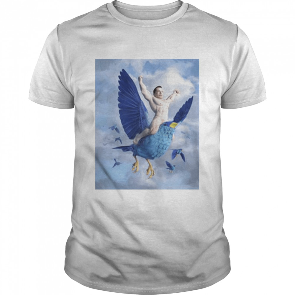 Musk Ridding Twitter Bird Art shirt Classic Men's T-shirt