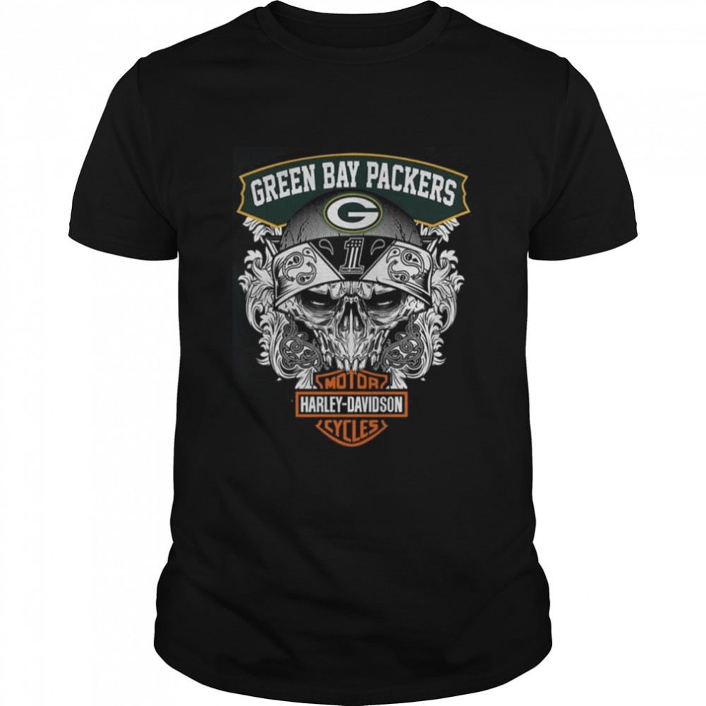 Skull Green Bay Packers Harley Davidson Green Bay Packers T-Shirt