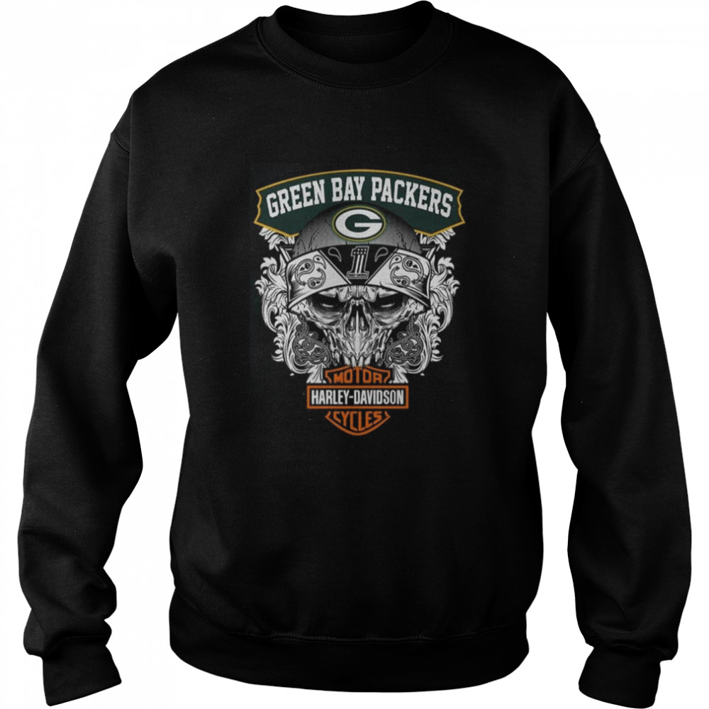 Skull Green Bay Packers Harley Davidson Green Bay Packers T- Unisex Sweatshirt