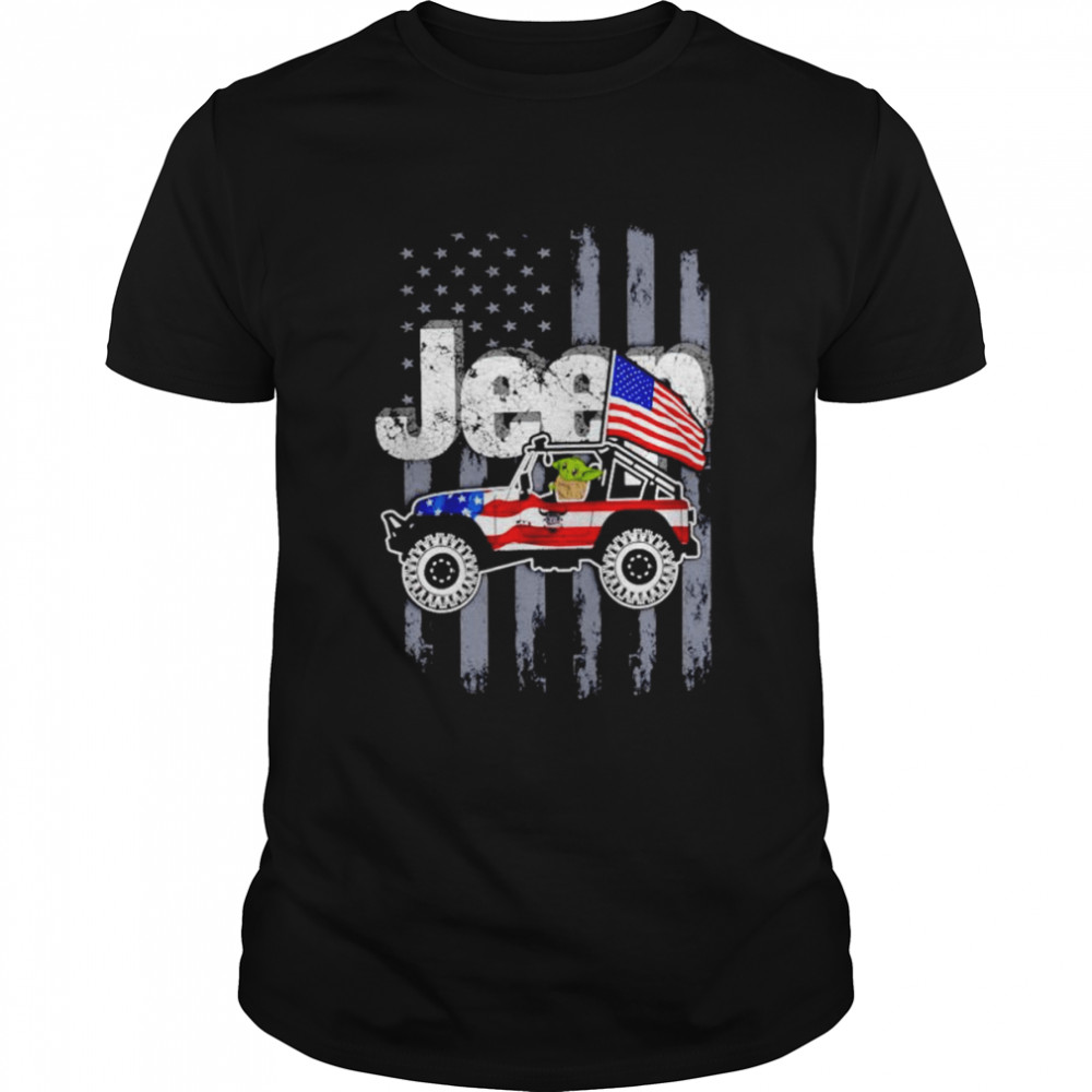 Baby Yoda jeep American flag shirt Classic Men's T-shirt
