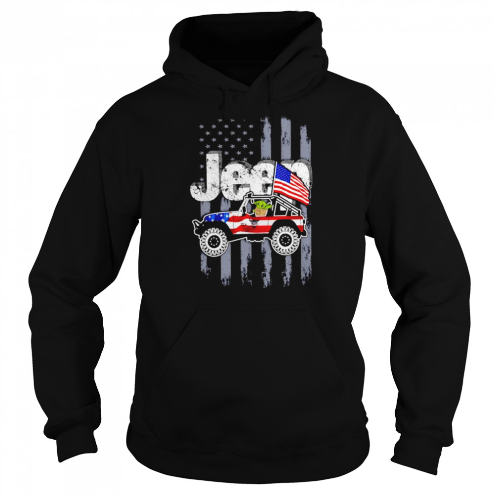 Baby Yoda jeep American flag shirt Unisex Hoodie