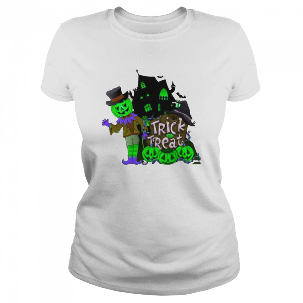 Horror Mansion Trick Or Treat Halloween Illustration shirt Classic Women's T-shirt