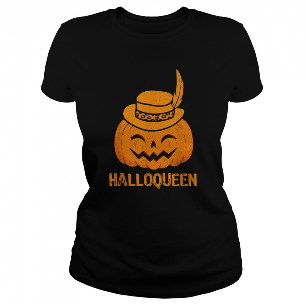 pumpkin funny pumpkin wearing a hat halloween 2022 classic womens t shirt