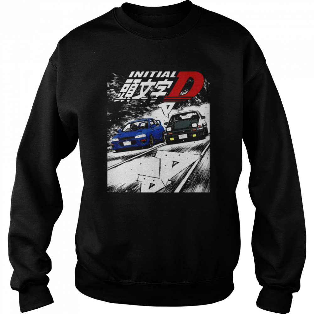 Drift Racing Tandem Takumi Fujiwara Ae86 Vs Bunta Fujiwara Gc8 Chase shirt Unisex Sweatshirt