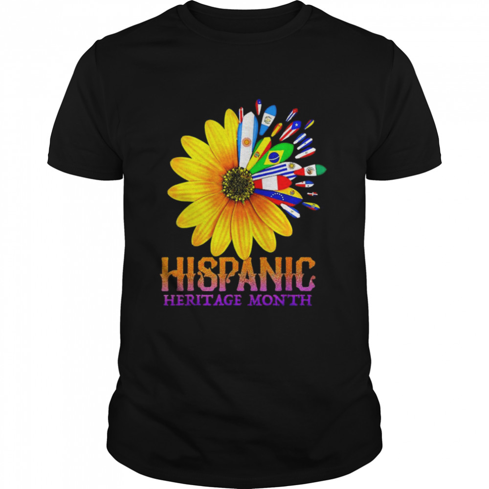 Hispanic Heritage Month National Latino Pretty Flower Flags T- Classic Men's T-shirt