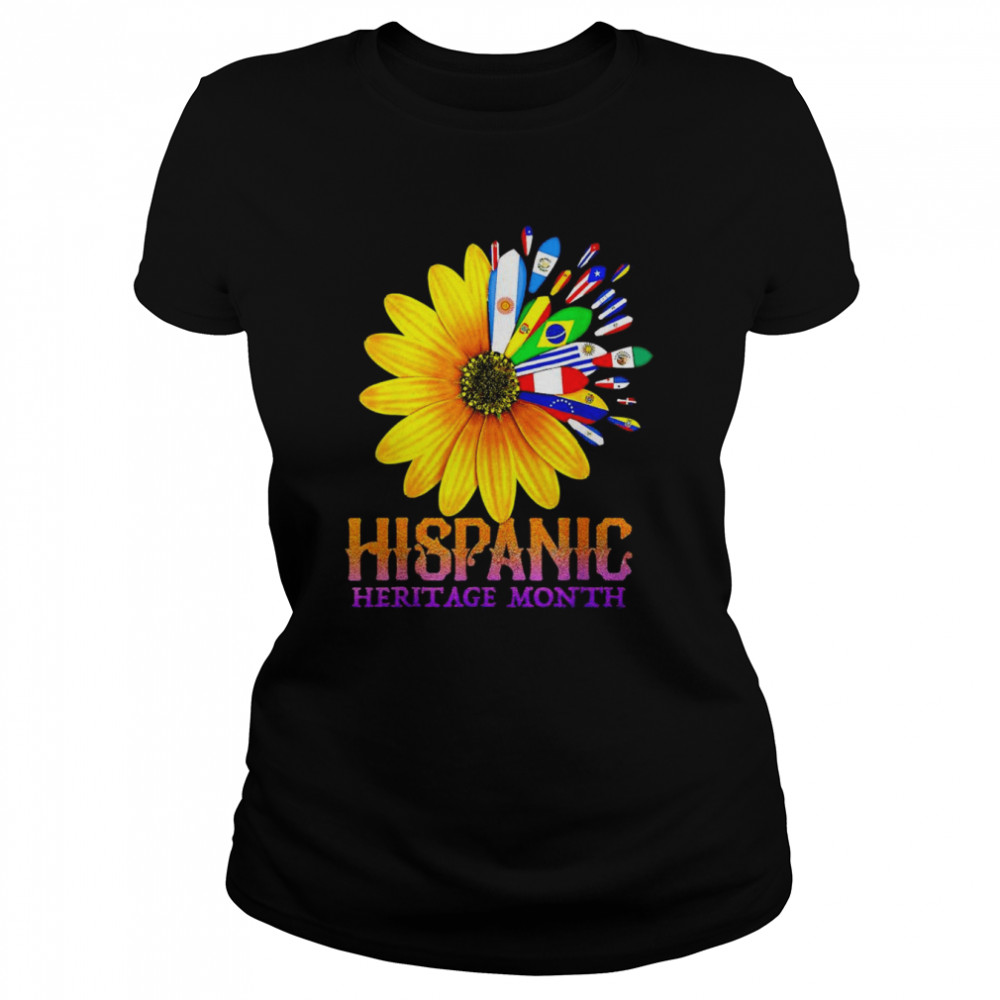 Hispanic Heritage Month National Latino Pretty Flower Flags T- Classic Women's T-shirt