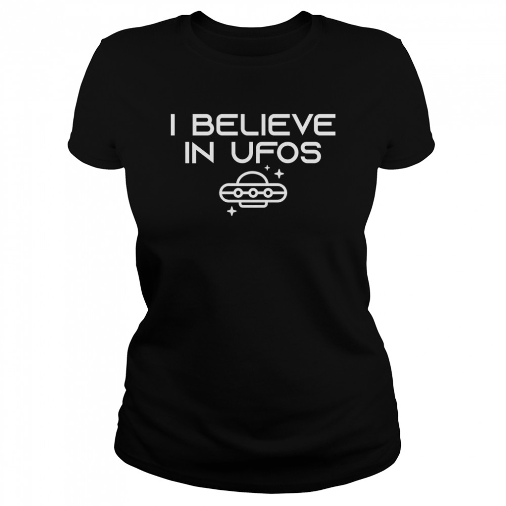 i believe in ufos aliens gift idea funny rude mens ladys t classic womens t shirt
