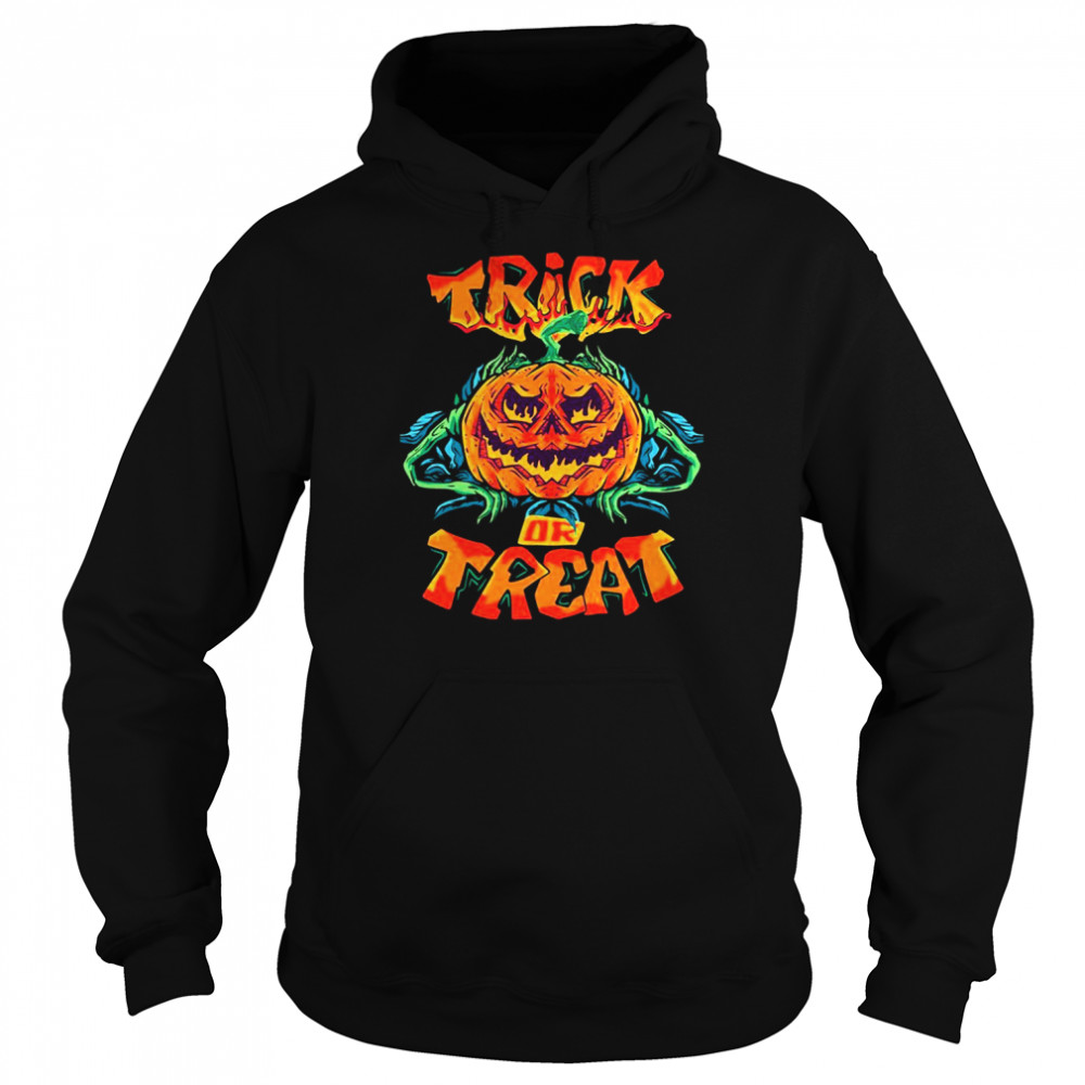 Iconic Night Trick Or Treat Scary Pumpkin Design Halloween shirt Unisex Hoodie