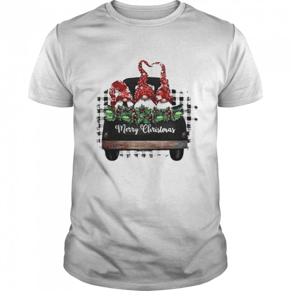 Merry Christmas Gnome Red Truck  Classic Men's T-shirt