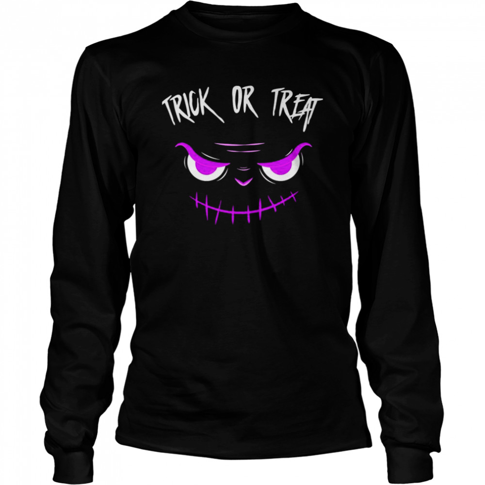Purple Face Trick Or Treat Halloween shirt Long Sleeved T-shirt