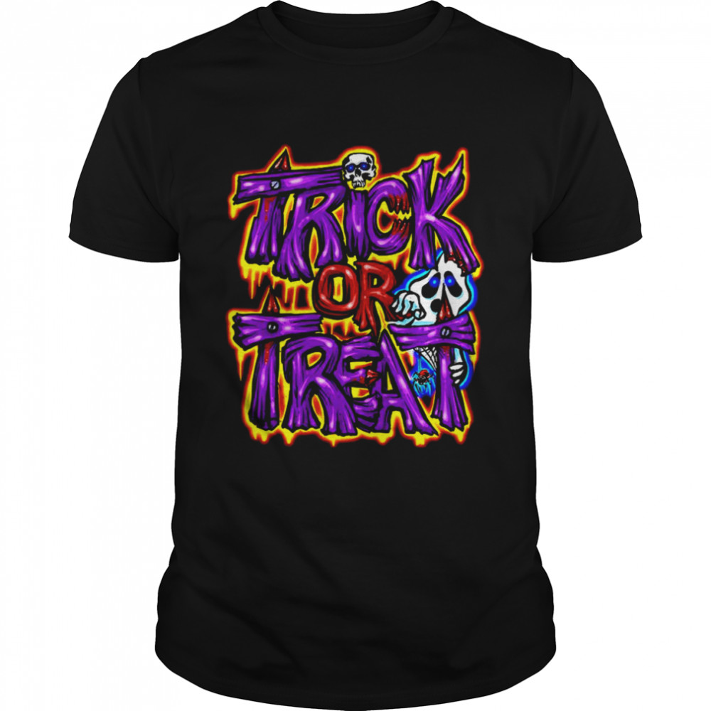 Purple Text Art Trick Or Treat Halloween shirt Classic Men's T-shirt