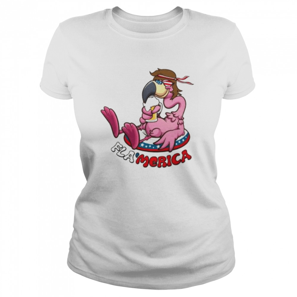 4th of July Flamingo Flamerica T- Classic Womens T-shirt
